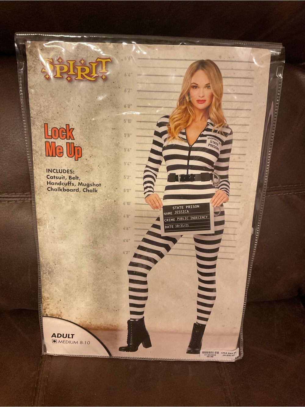 Spirit™ Women's Black & White Striped Jailbird Jumpsuit Lock Me Up adult 8-10
